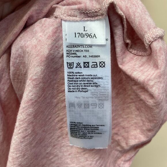 Allsaints Ada Purple V-neck Tee Shirt Size L Short Sleeve Oversized Casual - Picture 5 of 7